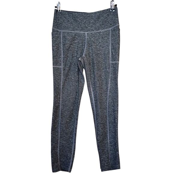Womens Cropped Performance Legging Size S Gray Space Dye Side Pockets Dry Wick - Picture 1 of 7